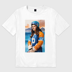 Футболка оверсайз женская Мона Лиза - крайний нападающий, цвет: белый
