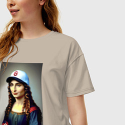 Футболка оверсайз женская Gioconda of our days - neural network, цвет: миндальный — фото 2