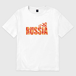 Футболка оверсайз женская Russia: в стиле хохлома, цвет: белый