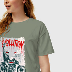 Футболка оверсайз женская Evolution - motorcycle, цвет: авокадо — фото 2