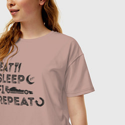 Футболка оверсайз женская Eat sleep F1, цвет: пыльно-розовый — фото 2