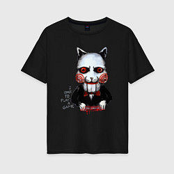 Футболка оверсайз женская Want to play a game, цвет: черный