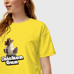 Футболка оверсайз женская Chicken Gun illustration, цвет: желтый — фото 2