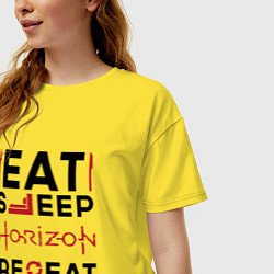 Футболка оверсайз женская Надпись: eat sleep Horizon repeat, цвет: желтый — фото 2