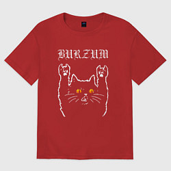 Футболка оверсайз женская Burzum rock cat, цвет: красный