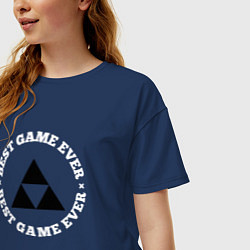 Футболка оверсайз женская Символ Zelda и круглая надпись best game ever, цвет: тёмно-синий — фото 2