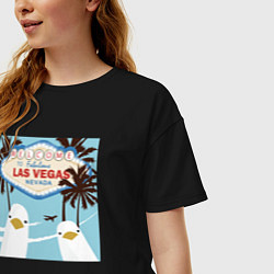 Футболка оверсайз женская Чайки на курорте, цвет: черный — фото 2