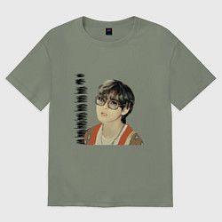 Футболка оверсайз женская Тэхен и Чонгук, цвет: авокадо