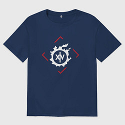 Футболка оверсайз женская Символ Final Fantasy в красном ромбе, цвет: тёмно-синий