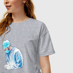 Футболка оверсайз женская Лечит не время - лечит доктор, цвет: меланж — фото 2