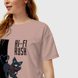 Футболка оверсайз женская Котик из Hi-Fi Rush, цвет: пыльно-розовый — фото 2