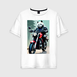 Женская футболка оверсайз Panda - cool biker