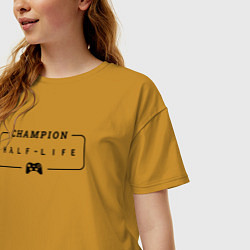 Футболка оверсайз женская Half-Life gaming champion: рамка с лого и джойстик, цвет: горчичный — фото 2