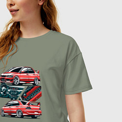 Футболка оверсайз женская Mitsubishi Lancer Evolution IX V1, цвет: авокадо — фото 2