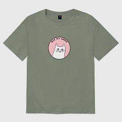 Футболка оверсайз женская Котик - мне все равно, цвет: авокадо