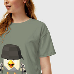 Футболка оверсайз женская Chicken Gun в каске, цвет: авокадо — фото 2