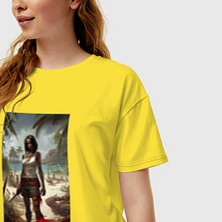 Футболка оверсайз женская Девушка на мертвом острове, цвет: желтый — фото 2