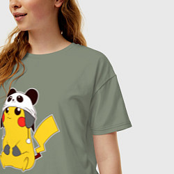 Футболка оверсайз женская Pika panda, цвет: авокадо — фото 2