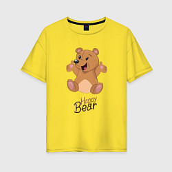 Футболка оверсайз женская Bear happy, цвет: желтый