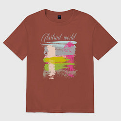 Футболка оверсайз женская Абстрактный мир полосы, цвет: кирпичный