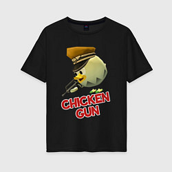 Футболка оверсайз женская Chicken Gun logo, цвет: черный