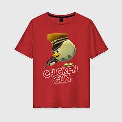 Футболка оверсайз женская Chicken Gun logo, цвет: красный