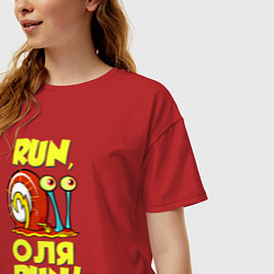 Футболка оверсайз женская Run Оля run, цвет: красный — фото 2