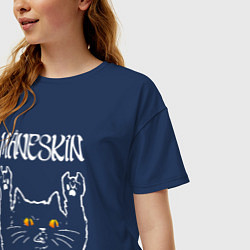 Футболка оверсайз женская Maneskin rock cat, цвет: тёмно-синий — фото 2