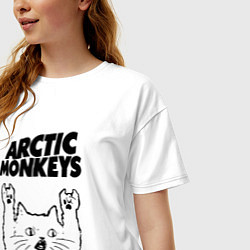 Футболка оверсайз женская Arctic Monkeys - rock cat, цвет: белый — фото 2