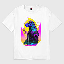 Женская футболка оверсайз Cool dinosaur - cyberpunk - neural network