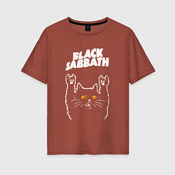 Футболка оверсайз женская Black Sabbath rock cat, цвет: кирпичный