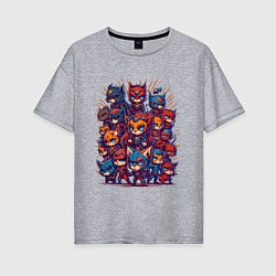 Футболка оверсайз женская Коты супергерои, цвет: меланж