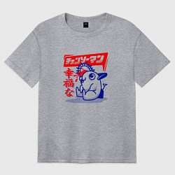 Футболка оверсайз женская Человек бензопила - почита, цвет: меланж