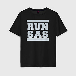 Футболка оверсайз женская Run San Antonio Spurs, цвет: черный