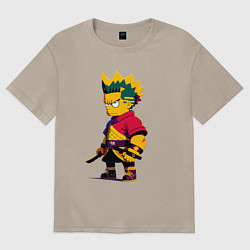 Футболка оверсайз женская Bart Simpson samurai - neural network, цвет: миндальный