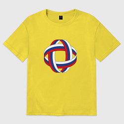Футболка оверсайз женская Кольца из флага, цвет: желтый
