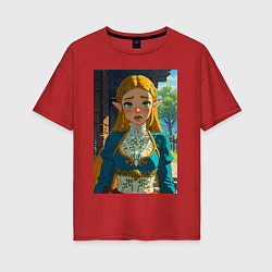 Футболка оверсайз женская The legend of Zelda - ahegao art, цвет: красный