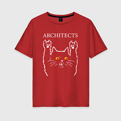 Футболка оверсайз женская Architects rock cat, цвет: красный