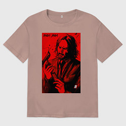 Футболка оверсайз женская John Wick Baba Yaga art, цвет: пыльно-розовый