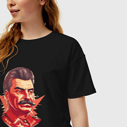 Футболка оверсайз женская Граффити Сталин, цвет: черный — фото 2