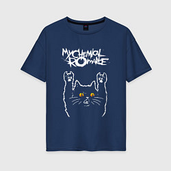 Футболка оверсайз женская My Chemical Romance rock cat, цвет: тёмно-синий