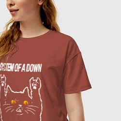 Футболка оверсайз женская System of a Down rock cat, цвет: кирпичный — фото 2