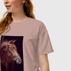 Футболка оверсайз женская Лошадь во всей красе, цвет: пыльно-розовый — фото 2