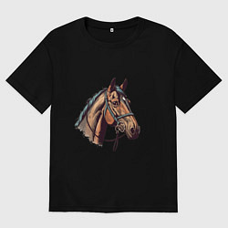 Футболка оверсайз женская Коняка скакуняка, цвет: черный