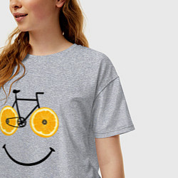 Футболка оверсайз женская Апельсиновое лето с велосипедом, цвет: меланж — фото 2