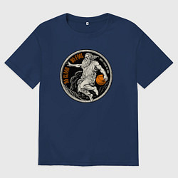 Футболка оверсайз женская Нет крови нет фола, цвет: тёмно-синий