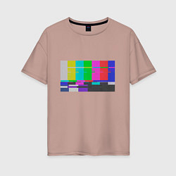 Футболка оверсайз женская Разноцветные полосы в телевизоре, цвет: пыльно-розовый