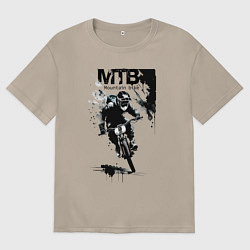 Футболка оверсайз женская Mountain bike - extreme, цвет: миндальный