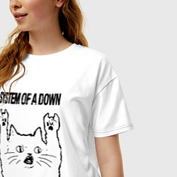 Футболка оверсайз женская System of a Down - rock cat, цвет: белый — фото 2
