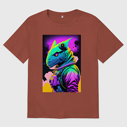Футболка оверсайз женская Dino astronaut - neural network, цвет: кирпичный